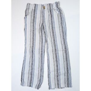 Belle Du Jour Blue Stripped Linen‎ Pants Women's Size Medium